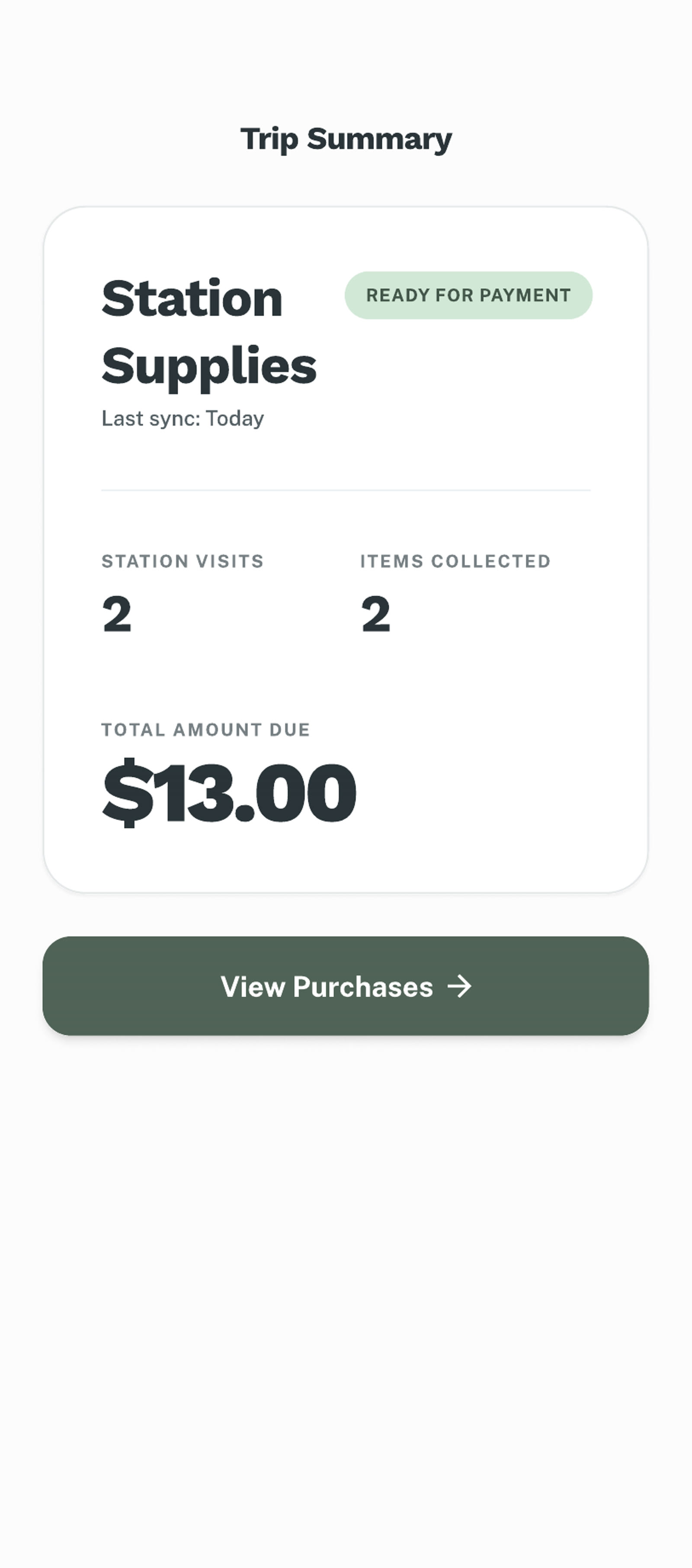 Trip Summary mobile screen
