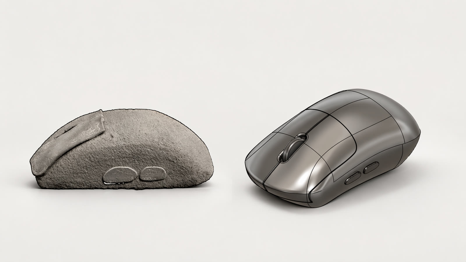 Finished physical PRO G prototype paired with the final 3D model