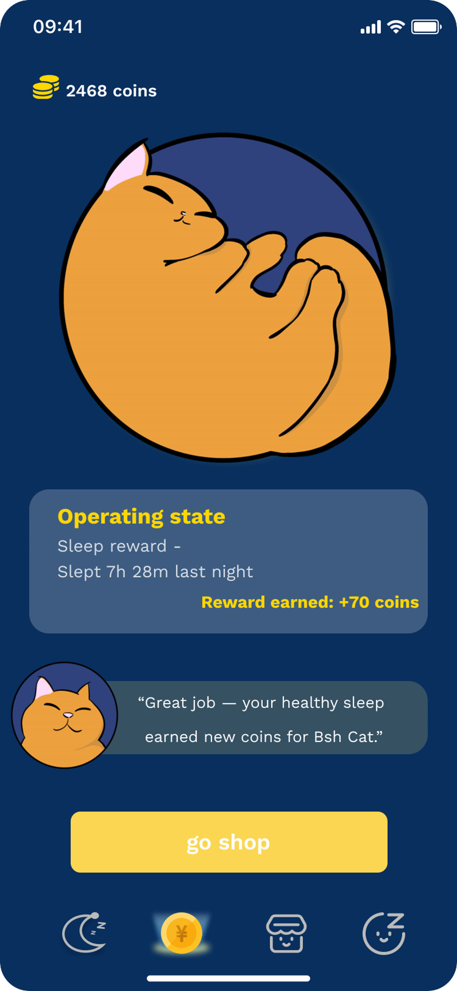Bsh Cat Sleep reward screen